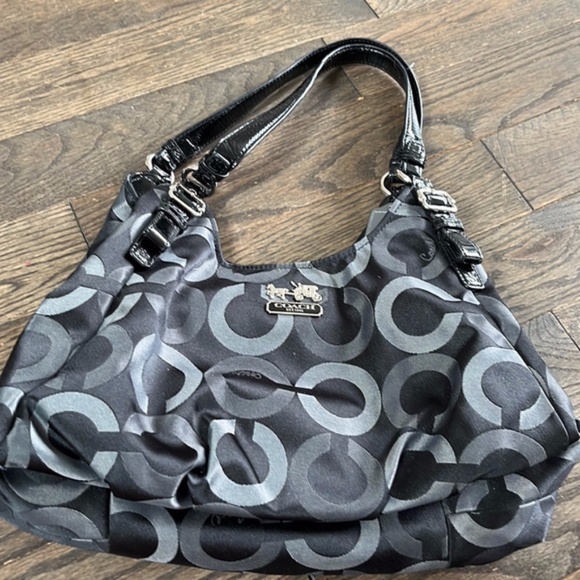 Coach Handbags - Coach Shoulder Bag Black Grey Patterned